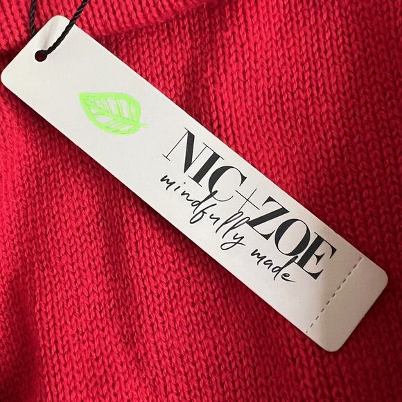 Nic & Zoe Womens Sweater Size Large Red Sequined Long Sleeve Lightweight Knit - Picture 7 of 8